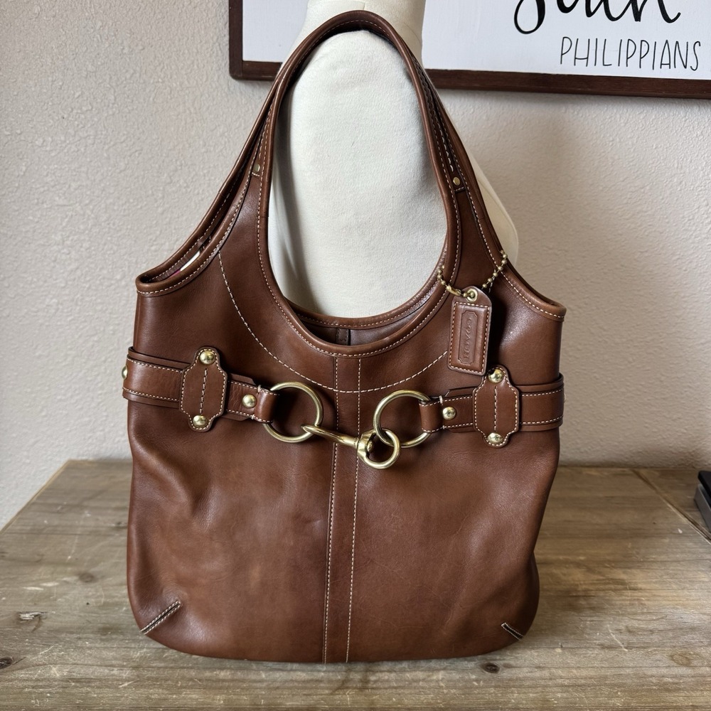 Vintage Coach Ergo Brown Leather Belted Tote Shoulder Authentic 11266 Pristine